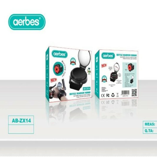 Aerbes AB-ZX14 Bicycle Rearview Mirror Warning Light With Mirror