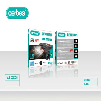 Aerbes AB-ZX05 Dual Light Bicycle Front Light With Digital Power Display 120lm
