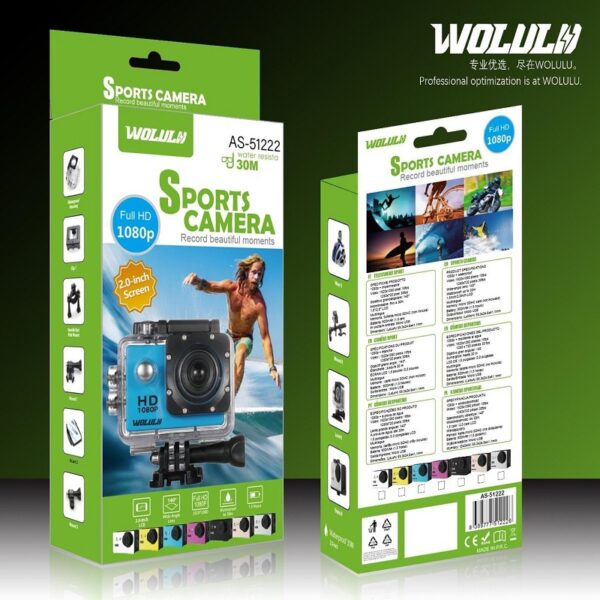 Wolulu AS-51222 Full HD 1080P Sports Camera 2.0″ Screen