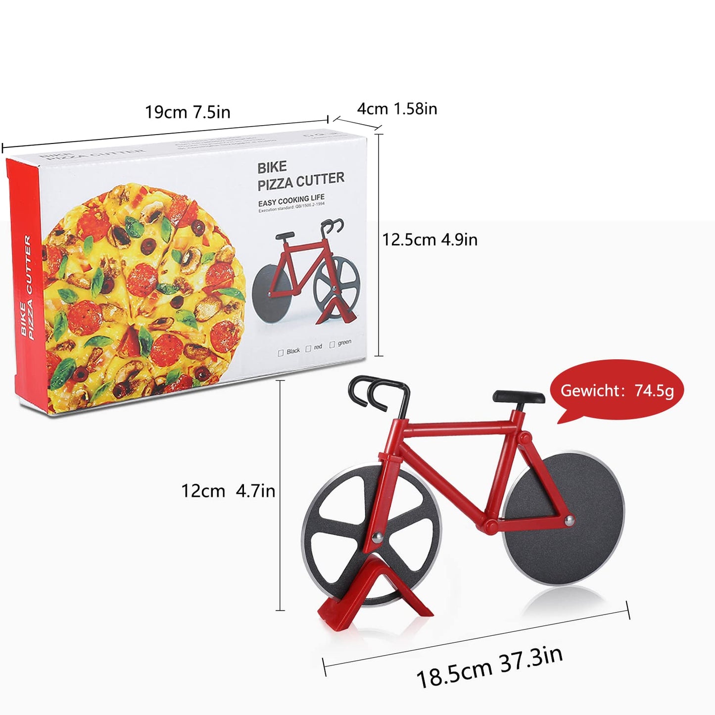 Bicycle Pizza Cutter, Non-Stick Pizza Cutter, Stainless Steel Double Pizza Cutter, Suitable for Kitchen, Parties