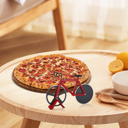 Bicycle Pizza Cutter, Non-Stick Pizza Cutter, Stainless Steel Double Pizza Cutter, Suitable for Kitchen, Parties