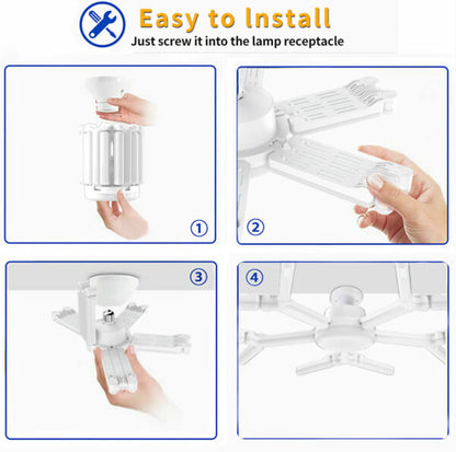 FA-004 E27 LED Snowflake Shape Foldable Pattern Changing Light 80W 6500K