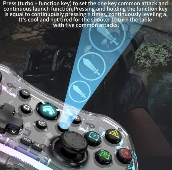 S03 RGB Transparent Shell Wireless Bluetooth Game Control For Nintendo