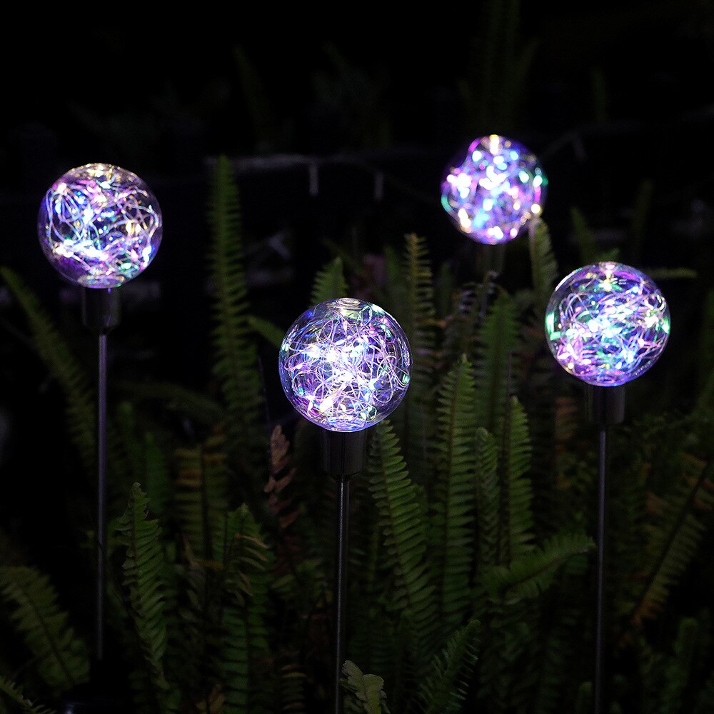FA-LC72C Solar Powered Copper Wire Ball Garden Light RGB 2Pcs