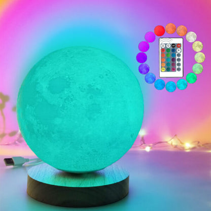 Rechargeable Multi Color Rotating Moon Lamp 18cm