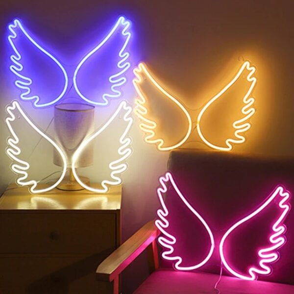C-15-Wings USB Powered Wings Neon Lamp With Back Plate + On Off Switch