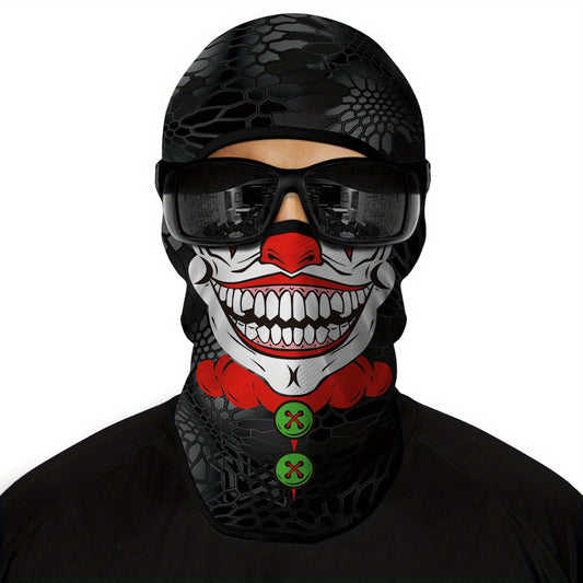 1 Pack Ghost Skull Face Pattern Breathable Windproof UV Protection Balaclava Hat for Halloween Cosplay, Cycling, Motorcycle Riding, Hunting