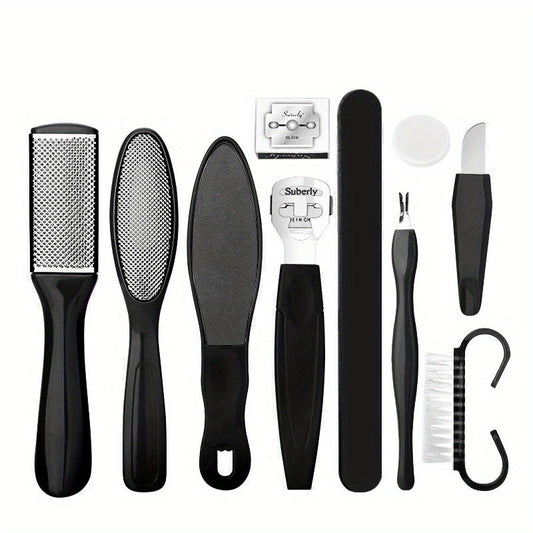 10 Pieces Stainless Steel Foot File Set - Professional Unscented Pedicure Tools for Dead Skin Removal and Foot Care Manicure Essentials