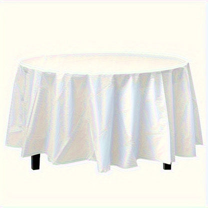 Elegant Premium Plastic Round Tablecloth - Non Woven, 84 Inch PVC Round Tablecloth for Events, Machine Made Disposable Table Cover - 1 pc