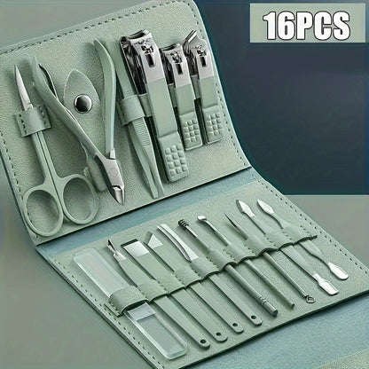 Professional Nail Care Set - Complete manicure and pedicure tool set with portable travel case, cuticle nippers, cutter and trimmer for touch-ups at home or on the go - Great for travel and salon-quality results
