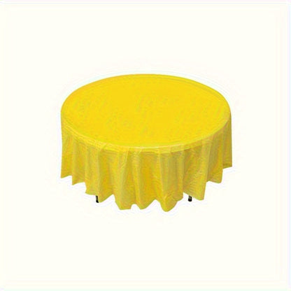 Elegant Premium Plastic Round Tablecloth - Non Woven, 84 Inch PVC Round Tablecloth for Events, Machine Made Disposable Table Cover - 1 pc