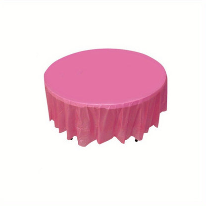 Elegant Premium Plastic Round Tablecloth - Non Woven, 84 Inch PVC Round Tablecloth for Events, Machine Made Disposable Table Cover - 1 pc