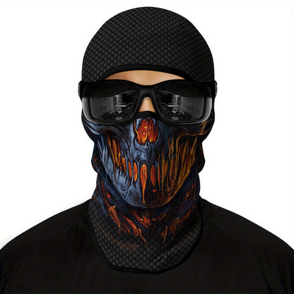1 Pack Ghost Skull Face Pattern Breathable Windproof UV Protection Balaclava Hat for Halloween Cosplay, Cycling, Motorcycle Riding, Hunting