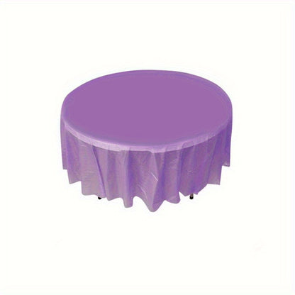 Elegant Premium Plastic Round Tablecloth - Non Woven, 84 Inch PVC Round Tablecloth for Events, Machine Made Disposable Table Cover - 1 pc