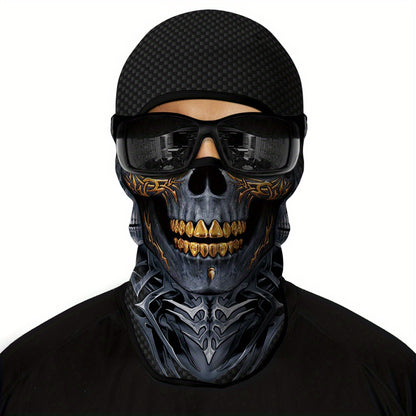 1 Pack Ghost Skull Face Pattern Breathable Windproof UV Protection Balaclava Hat for Halloween Cosplay, Cycling, Motorcycle Riding, Hunting