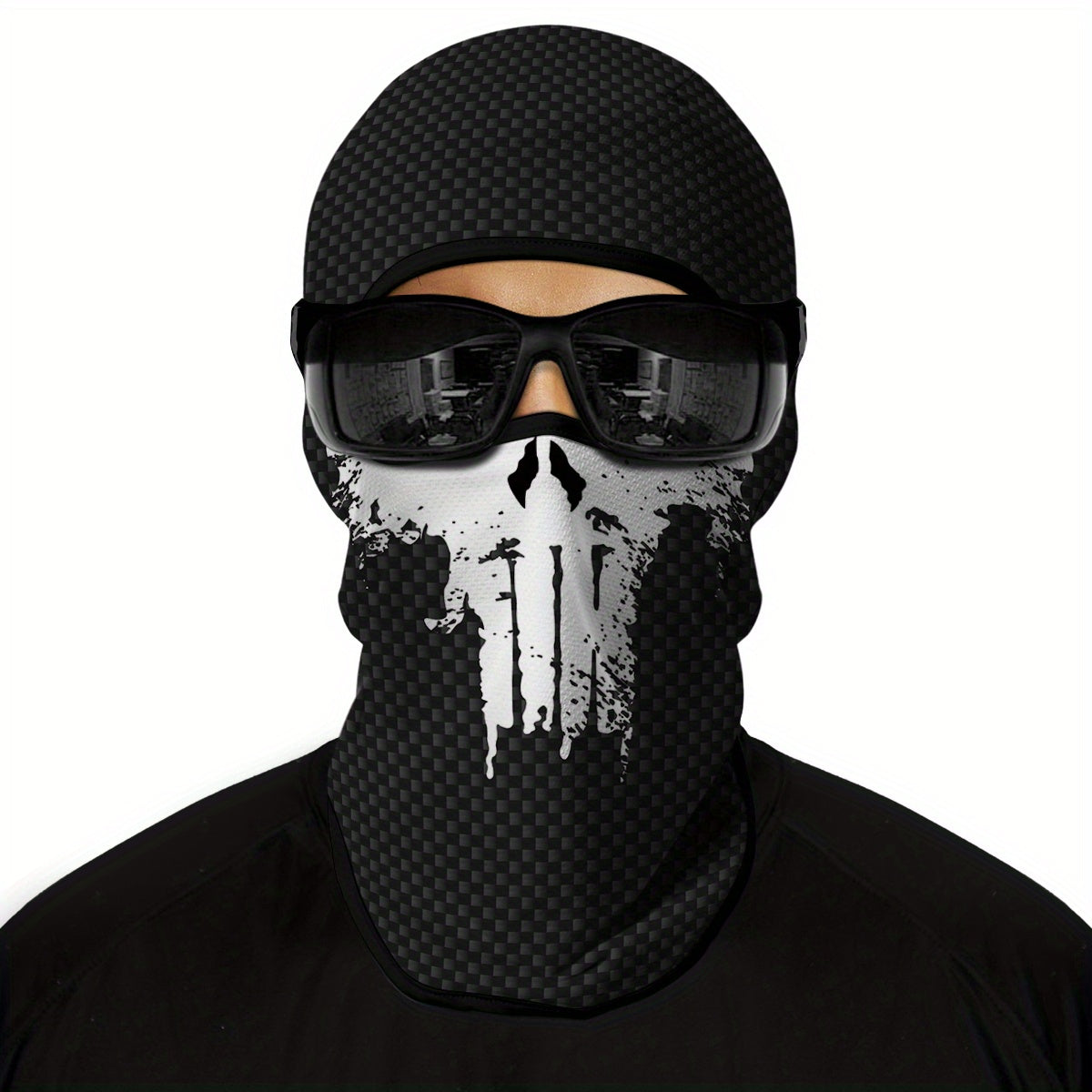 1 Pack Ghost Skull Face Pattern Breathable Windproof UV Protection Balaclava Hat for Halloween Cosplay, Cycling, Motorcycle Riding, Hunting