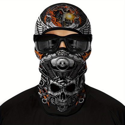 1 Pack Ghost Skull Face Pattern Breathable Windproof UV Protection Balaclava Hat for Halloween Cosplay, Cycling, Motorcycle Riding, Hunting