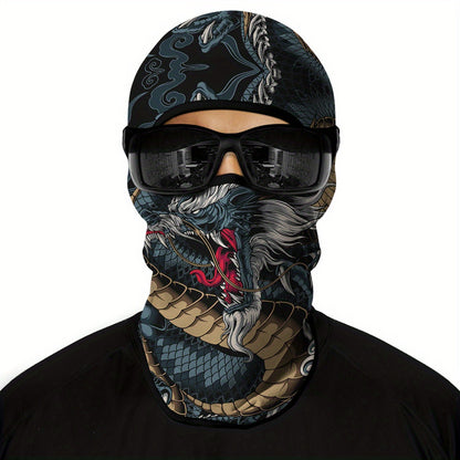 1 Pack Ghost Skull Face Pattern Breathable Windproof UV Protection Balaclava Hat for Halloween Cosplay, Cycling, Motorcycle Riding, Hunting