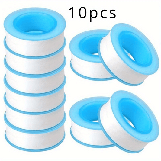 10 Pack PTFE Teflon Tape, Leakproof Sealing Tape, Pipe Thread Sealant, Shower Head Pipe Tape, Kitchen Sink Installation Parts, White