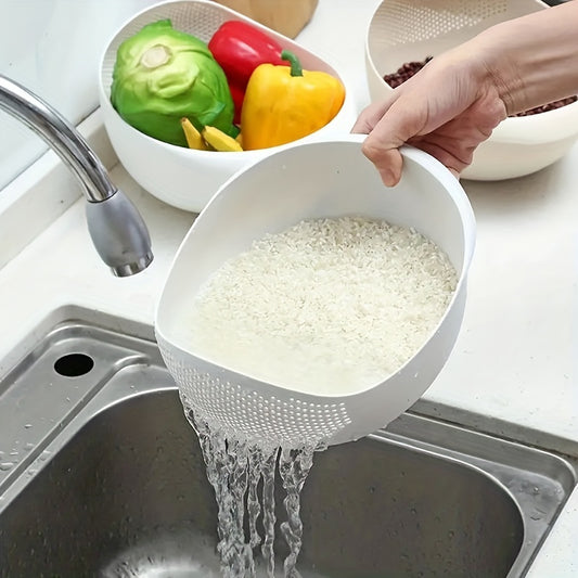 1pc, Plastic Rice Washing Bowl with Strainer - Efficiently Wash Small Grains And Kitchen Gadgets