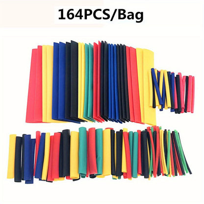 UMLIFE 164pcs Shrink Heat Shrink Tubing 2:1 Polyolefin Tubing Sleeve Wrap Kit Multicolor