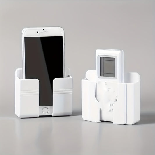 1pc Multifunctional Wall-mounted Mobile Phone Charger Holder Waterproof Space-saving TV Air Conditioner Remote Control Storage Box Wall-mounted Storage Rack