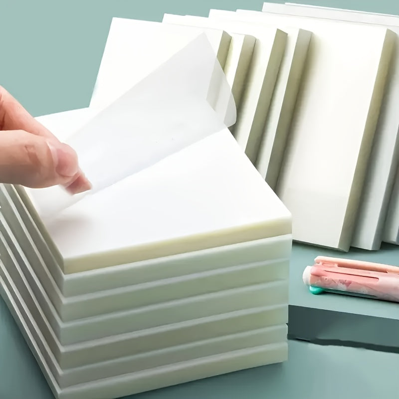 100 Clear Sticky Notes - Waterproof, Medium Square Sticky Notes for Students and Office Use