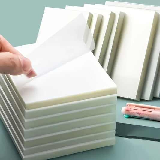100 Clear Sticky Notes - Waterproof, Medium Square Sticky Notes for Students and Office Use