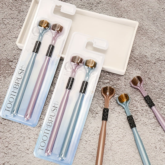 4-Pack XFDXKLY 3D Manual Toothbrush for Adults - Medium Firmness, Microfiber Bristles, Removes Plaque, Includes Tongue Cleaner, Neutral Oral Care, Available in Multiple Colors