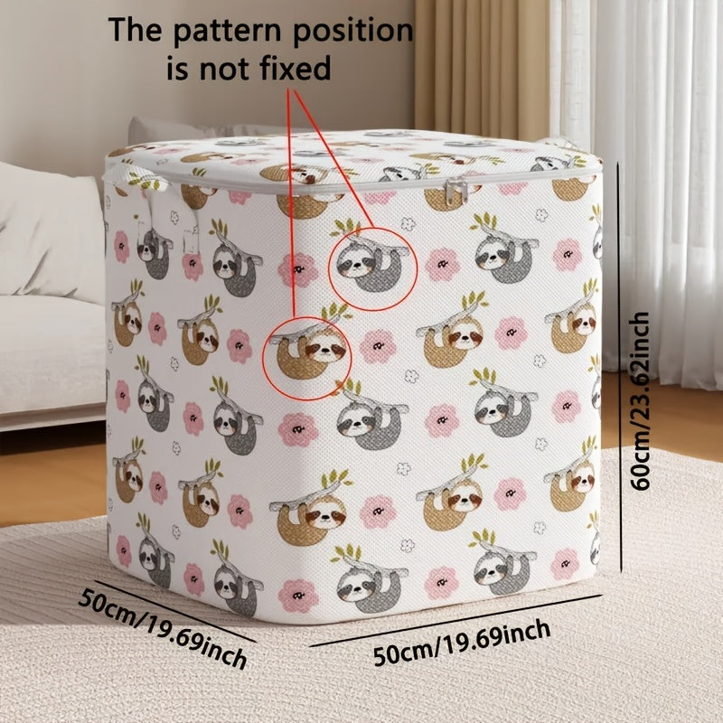 Extra Large Foldable Storage Bag with Sloth Design - Weatherproof Under Bed Organizer for Bedding, Clothes, Quilts and Toys - Great for Bedroom, Laundry Room