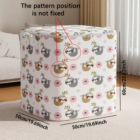 Extra Large Foldable Storage Bag with Sloth Design - Weatherproof Under Bed Organizer for Bedding, Clothes, Quilts and Toys - Great for Bedroom, Laundry Room