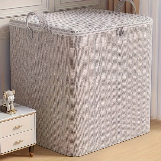 1pc Extra Large Storage Organizer Box with Lid - Perfect for Clothes, Blankets and Bedding - Perfect for Moving, Wardrobes, Bedrooms and Dormitories - Durable, Space-Saving Design, Practical Hooks