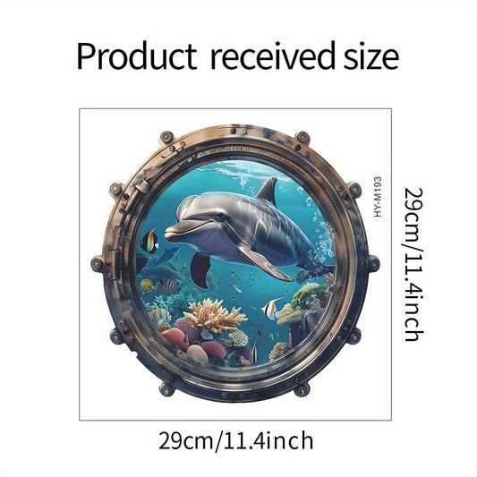 1 pc Whimsical Undersea World Toilet Decal - Waterproof PVC, Self-adhesive Bathroom Sticker with Dolphin and Whale Graphics for Home Decor