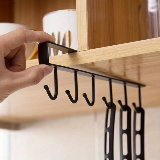 Space saving kitchen organizer with 6 removable hooks - perfect for cups and mugs, suitable for home and office