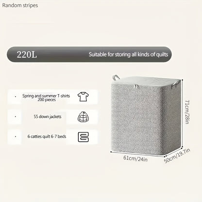 Foldable Gray Clothes and Blanket Storage Bag - with Handles for Home, Bedroom and Car Storage