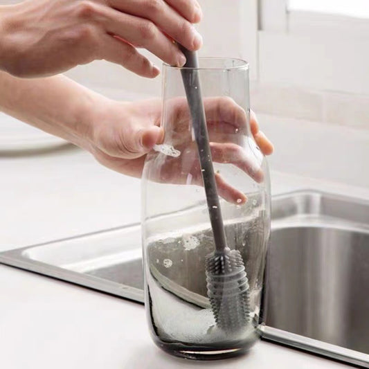 1pcLong handle silicone cup bottle brush - non-electric cleaning brush, deep cleaning every corner