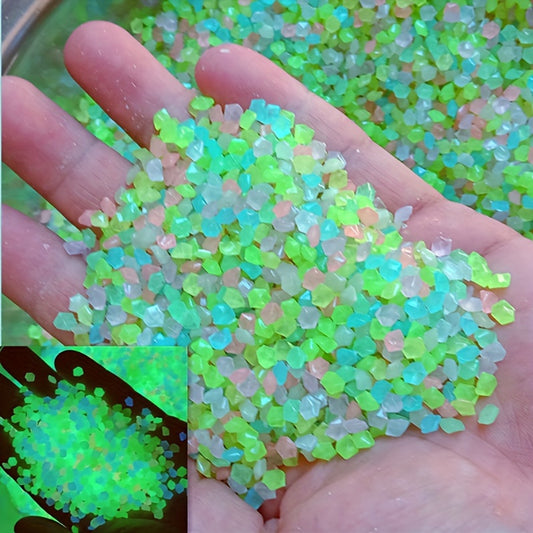 1000pcs 3-5mm luminous sand, gardening aquatic landscape fluorescent stone, mini luminous resin stone for succulent resin luminous stone, garden decoration, micro landscape, bonsai decoration, channel, aquarium
