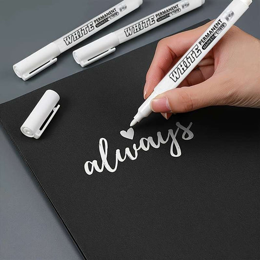 3pcs White Marker Pen Alcohol Paint Oily Waterproof Tire Painting Graffiti Pens
