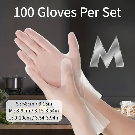 100pcs Premium TPE Disposable Gloves for Women - Waterproof, Lead-Free, Ideal for Kitchen, Baking, Beauty, Pet Grooming & More