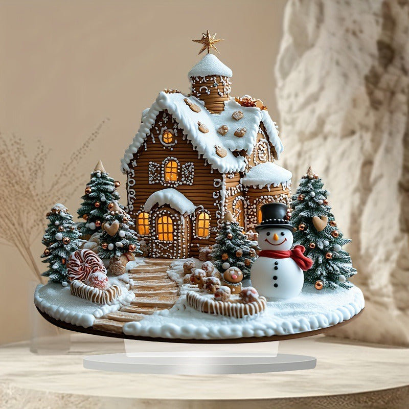 Charming Bohemian Gingerbread House Tabletop Decor, - Perfect for a festive display in your home, office or cafe