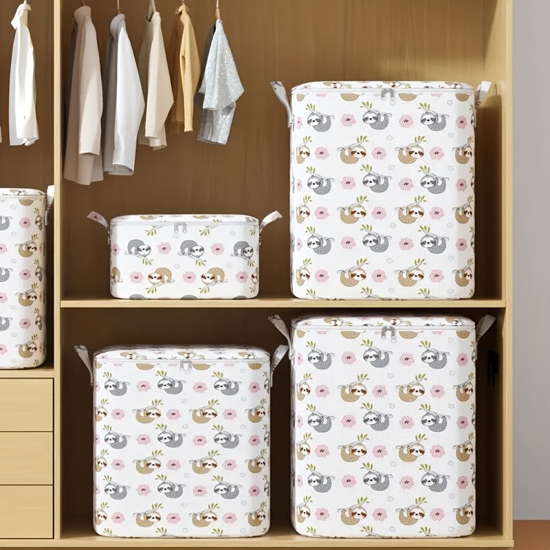 Extra Large Foldable Storage Bag with Sloth Design - Weatherproof Under Bed Organizer for Bedding, Clothes, Quilts and Toys - Great for Bedroom, Laundry Room
