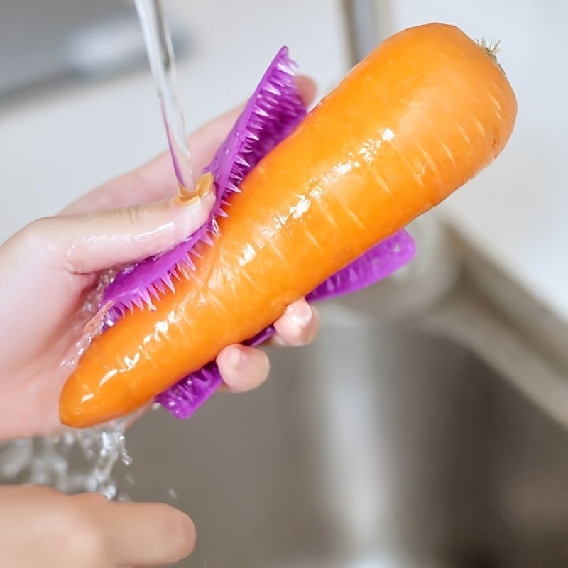 1pc Multi-purpose Kitchen Brush - Durable, bendable brush for deep cleaning of fruits and vegetables, ideal for home chefs