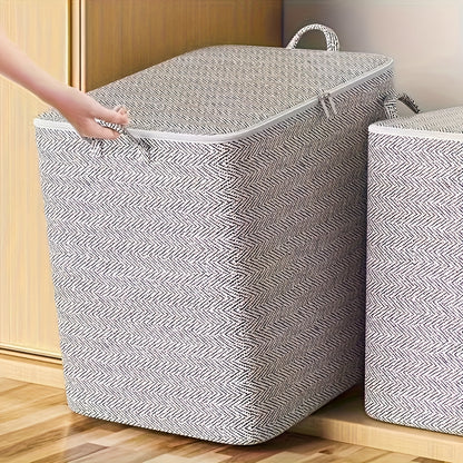 1pc Extra Large Storage Organizer Box with Lid - Perfect for Clothes, Blankets and Bedding - Perfect for Moving, Wardrobes, Bedrooms and Dormitories - Durable, Space-Saving Design, Practical Hooks