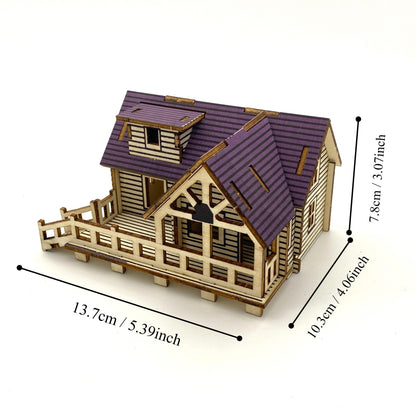 Wooden 3D puzzle building model puzzle kit small villa model DIY handmade kit laser cutting assembly model kit educational three-dimensional