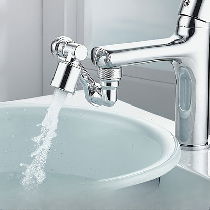 1 Piece Chrome 1080° Foldable and Retractable Kitchen/Bathroom Faucet, Dual Handles, Cold Water Only, Easy Single Hole Installation - Sleek Modern Design, Nickel, Bathroom Faucet