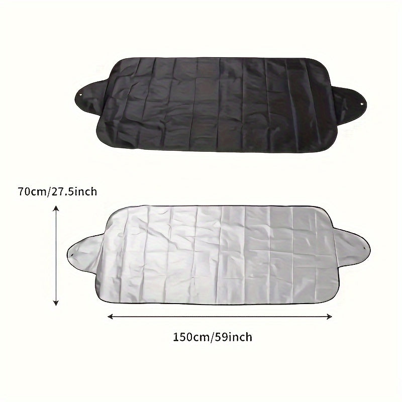1 Easy-to-fold Winter Car Windshield Cover - 59X23 inches, Durable PVC, Snow, Sun and Rain Protection, with Suction Cup