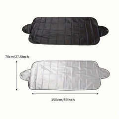 1 Easy-to-fold Winter Car Windshield Cover - 59X23 inches, Durable PVC, Snow, Sun and Rain Protection, with Suction Cup