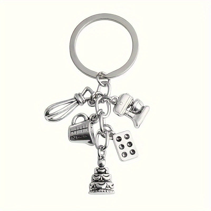 Charming Mini Baking Tools Keychain - Cute Alloy Metal, Great for Purses and Car Decorations, Ideal Birthday Gift for Women