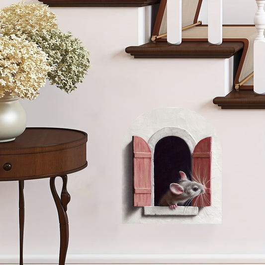 1pc 3D Cartoon Mouse Window Sticker Door Opening Home Wall Decor Window Decal Sticker for Office Living Room Decoration