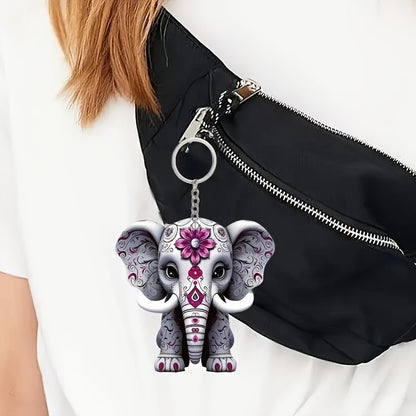 Charming acrylic elephant keychain, perfect for car keys and bags